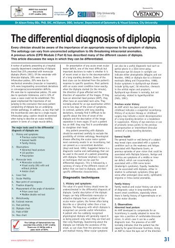 The differential diagnosis of diplopia