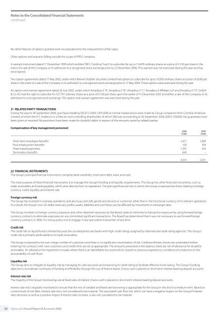 Annual Report and Accounts 2006 - Optos