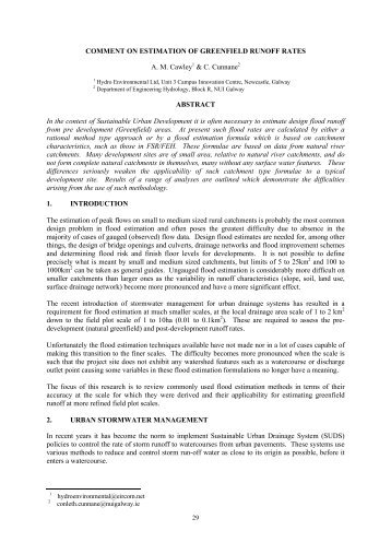 COMMENT ON ESTIMATION OF GREENFIELD RUNOFF RATES ...