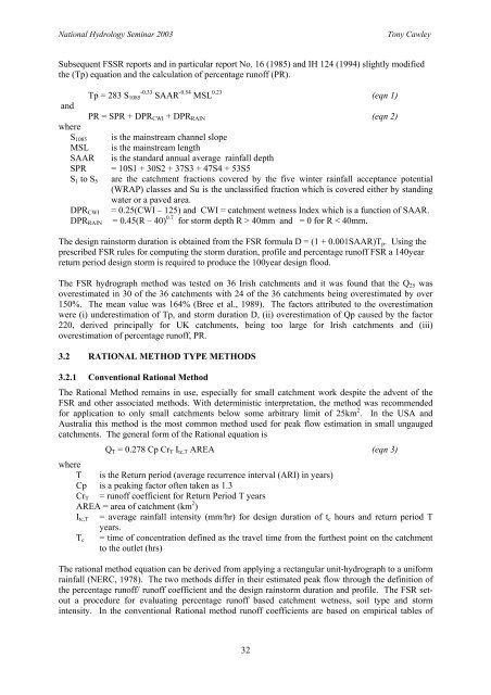 COMMENT ON ESTIMATION OF GREENFIELD RUNOFF RATES ...