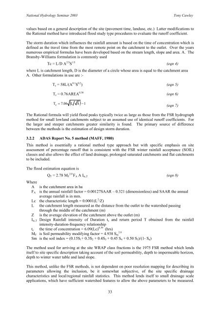 COMMENT ON ESTIMATION OF GREENFIELD RUNOFF RATES ...