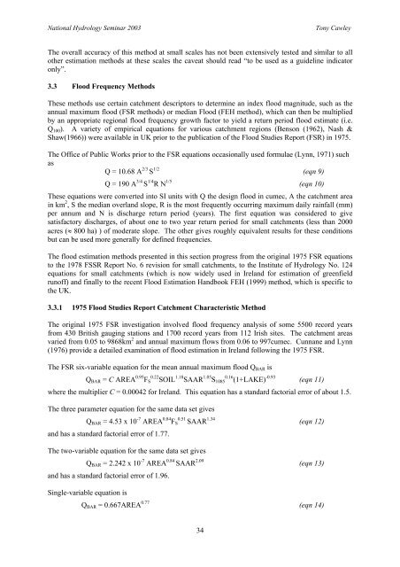 COMMENT ON ESTIMATION OF GREENFIELD RUNOFF RATES ...