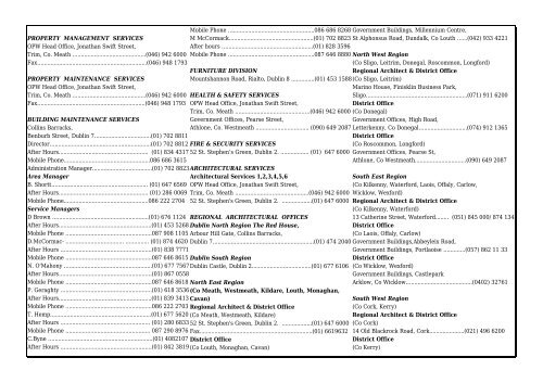 Phone Numbers - The Office of Public Works