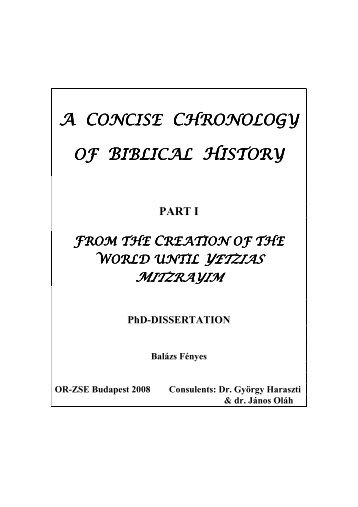 A CONCISE CHRONOLOGY OF BIBLICAL HISTORY - Or-Zse