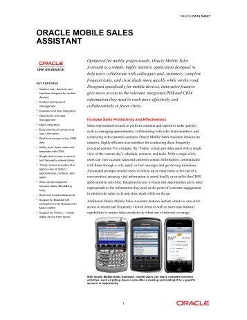 Data sheet: Oracle Mobile Sales Assistant