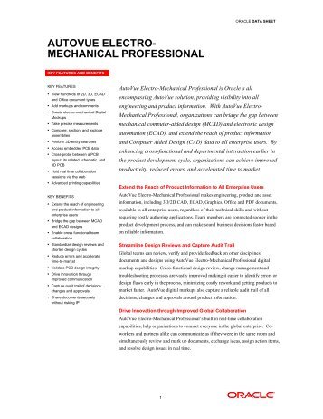 AutoVue Electro-Mechanical Professional - Data Sheet - Oracle