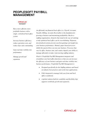 PeopleSoft Pay/Bill Management - Oracle