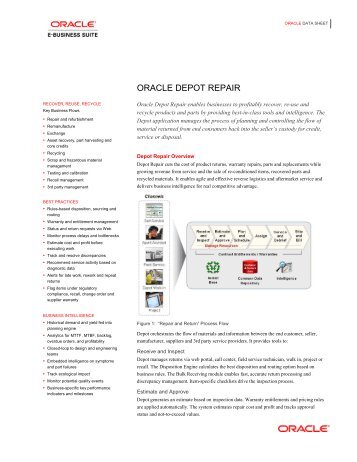 Oracle Depot Repair Data Sheet