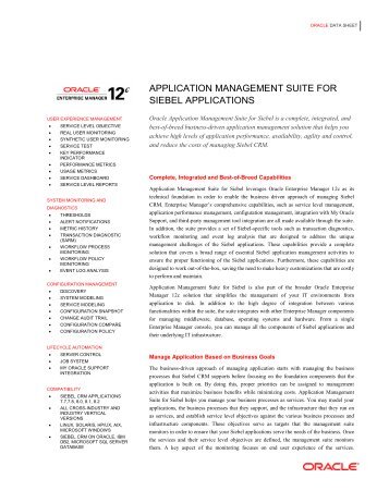 Application Management Suite for Siebel Applications - Oracle