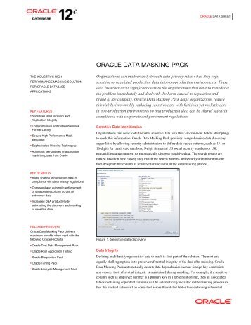 Oracle Data Masking Pack