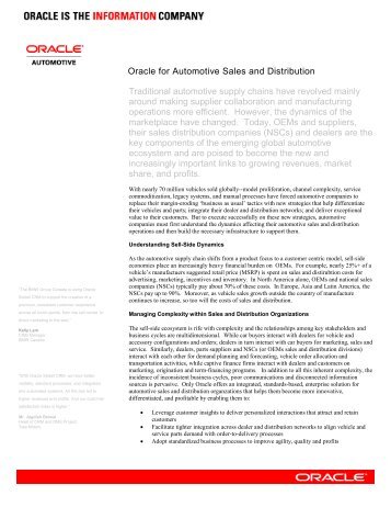 Oracle for Automotive Sales and Distribution
