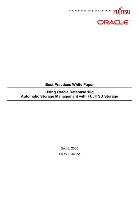 Best Practice White Paper Using Oracle Asm With Fujitsu Storage