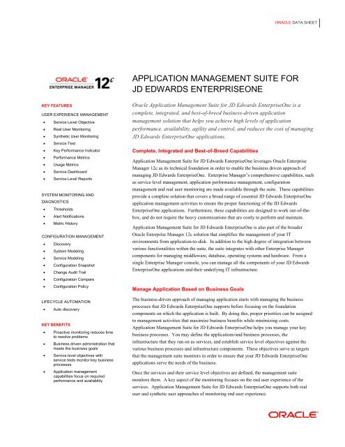 Application Management Suite for JD Edwards EnterpriseOne - Oracle