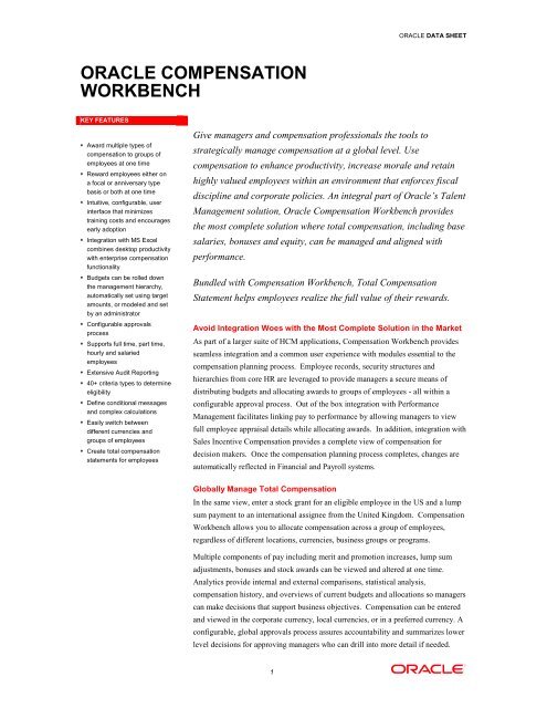 Compensation Workbench (PDF) - Oracle