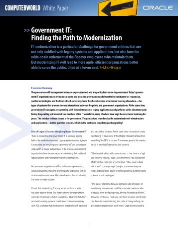 Government IT: Finding the Path to Modernization (PDF) - Oracle