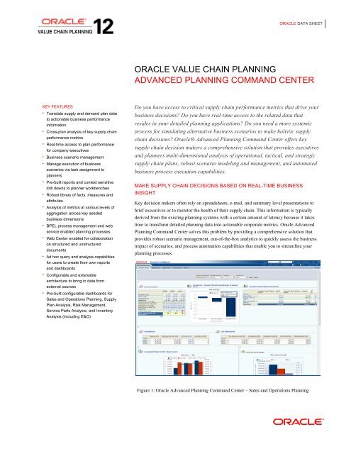 advanced planning command center datasheet - Oracle