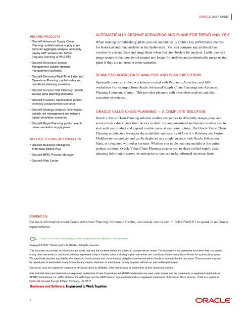 advanced planning command center datasheet - Oracle