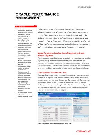 Data Sheet: Performance Management - Oracle