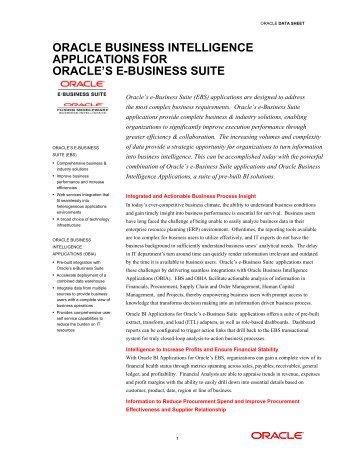 Oracle Business Intelligence Applications Data Sheet