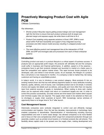 CIMData, Proactively Managing Product Cost with Agile PCM - Oracle