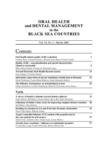 Contents - Oral Health and Dental Management