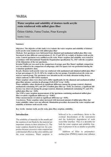 Water sorption and solubility of denture teeth acrylic resin reinforced ...