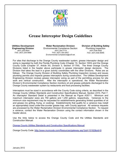 Grease Interceptor Design Guidelines