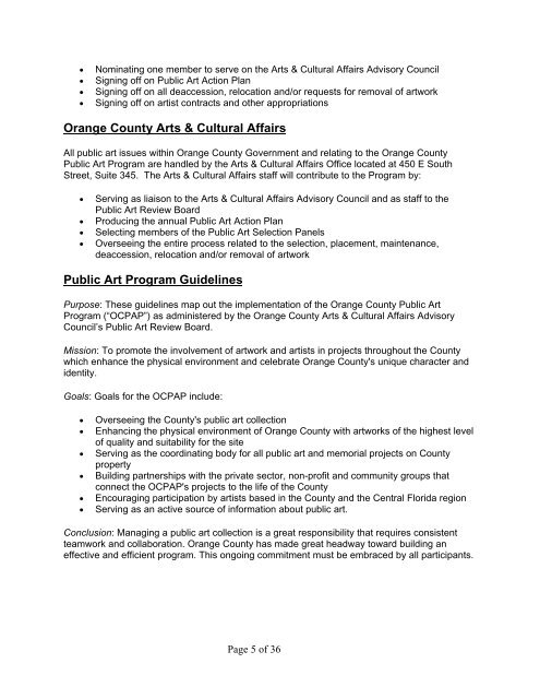 PUBLIC ART PROGRAM GUIDELINES - OrangeCountyFl.net