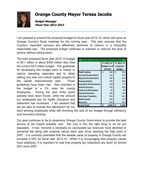 FY 2013 Proposed Budget Book - Home | Orange County Gov FL