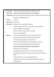 Summary of Water Requirements from the Orange River