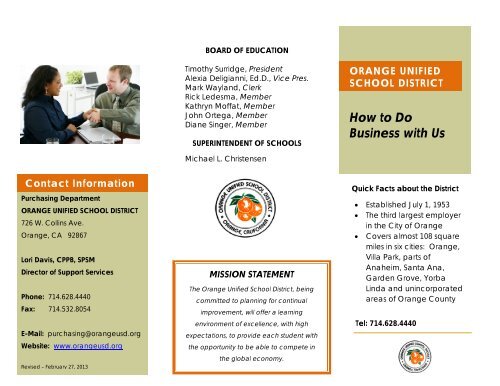 How to do Business with OUSD - Orange Unified School District