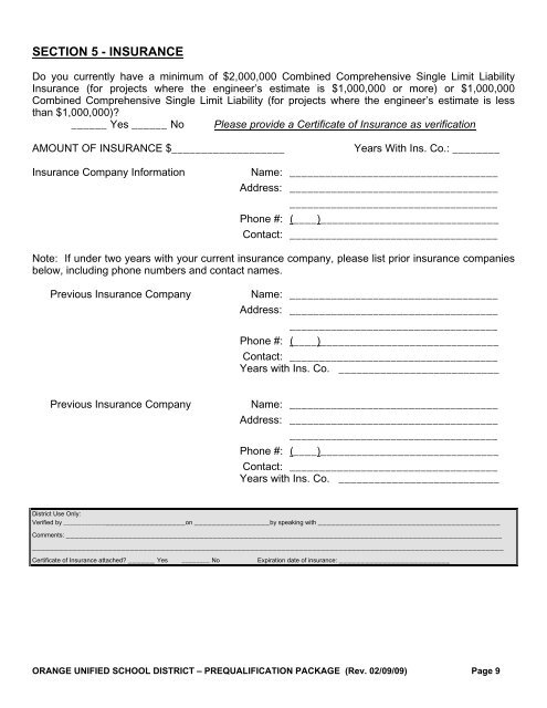 contractor prequalification notice - Orange Unified School District