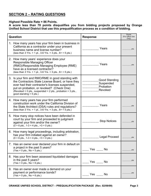 contractor prequalification notice - Orange Unified School District