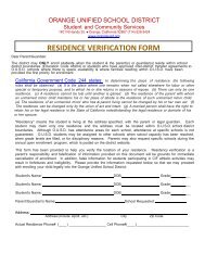 RESIDENCE VERIFICATION FORM - Orange Unified School District