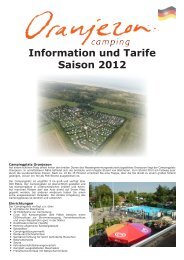 Information und Tarife Saison 2012 - Camping Oranjezon