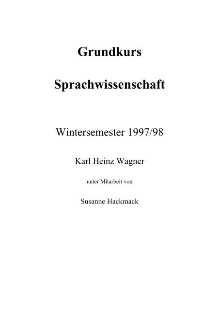 Grundkurs Sprachwissenschaft - Sprach- und ...