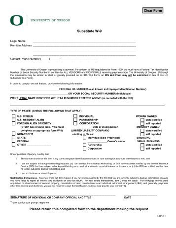 Substitute W-9 - Orbis Cascade Alliance