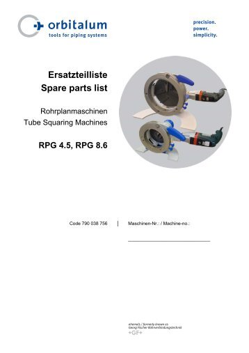 Ersatzteilliste Spare parts list - Technical Tool Solutions