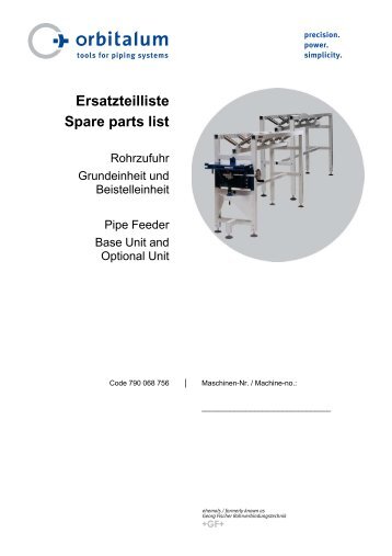 Ersatzteilliste Spare parts list - Orbitalum USA