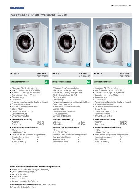 Das neue Swissline-Sortiment Waschmaschinen ... - Electrolux
