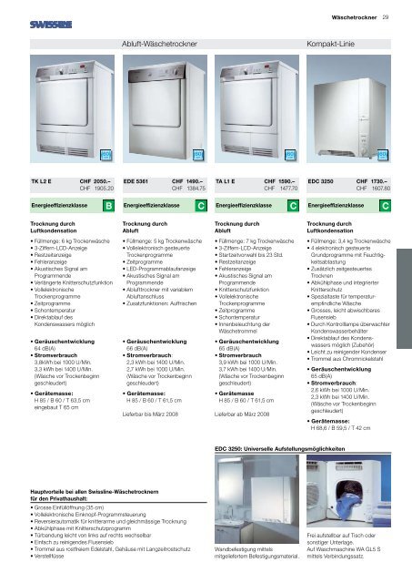 Das neue Swissline-Sortiment Waschmaschinen ... - Electrolux