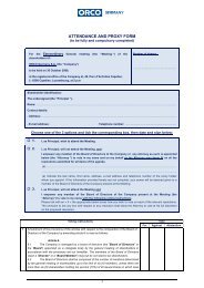ATTENDANCE AND PROXY FORM - ORCO Germany