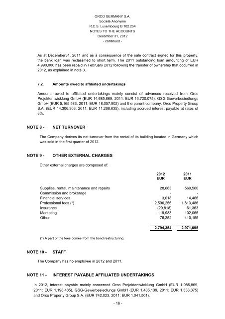 Annual Report 2012 - ORCO Germany