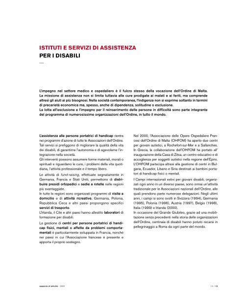 Rapporto di AttivitÃ  - Ordine di Malta