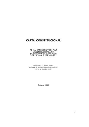 Carta Constitucional - Ordine di Malta