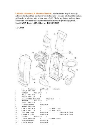 K 397 Parts List - OrderTree.com