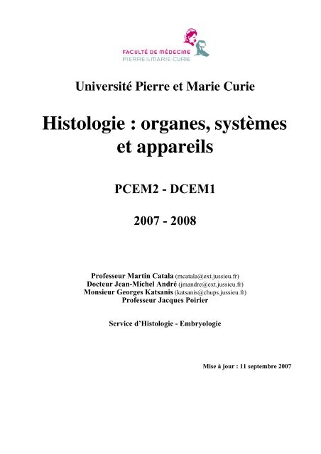 Histologie et pathologie des organes