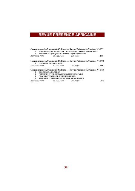 Éditions Présence Africaine - Ordiecole.com