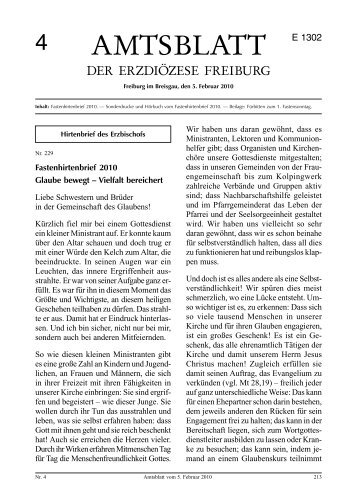 Amtsblatt 4 / 2010 - ErzbischÃ¶fliches Ordinariat Freiburg