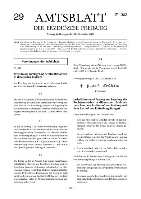 Amtsblatt Nr. 29 - ErzbischÃ¶fliches Ordinariat Freiburg